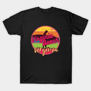 Virginia Beach Virginia Surfing Retro Sunset T-Shirt